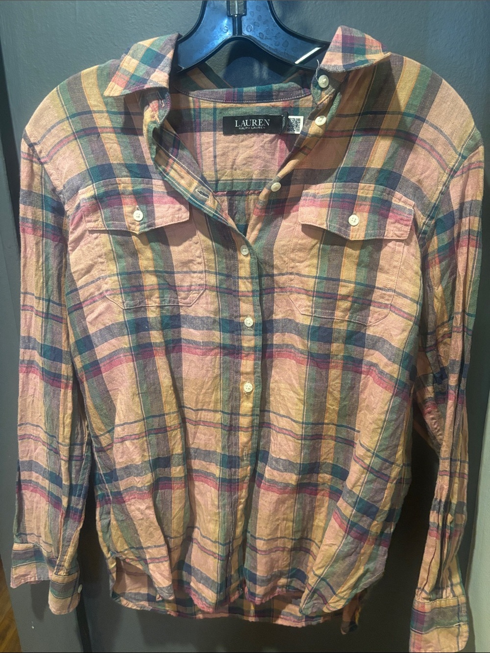 Lauren Ralph Lauren Multicolor Plaid Shirt — Pink, Green, Navy